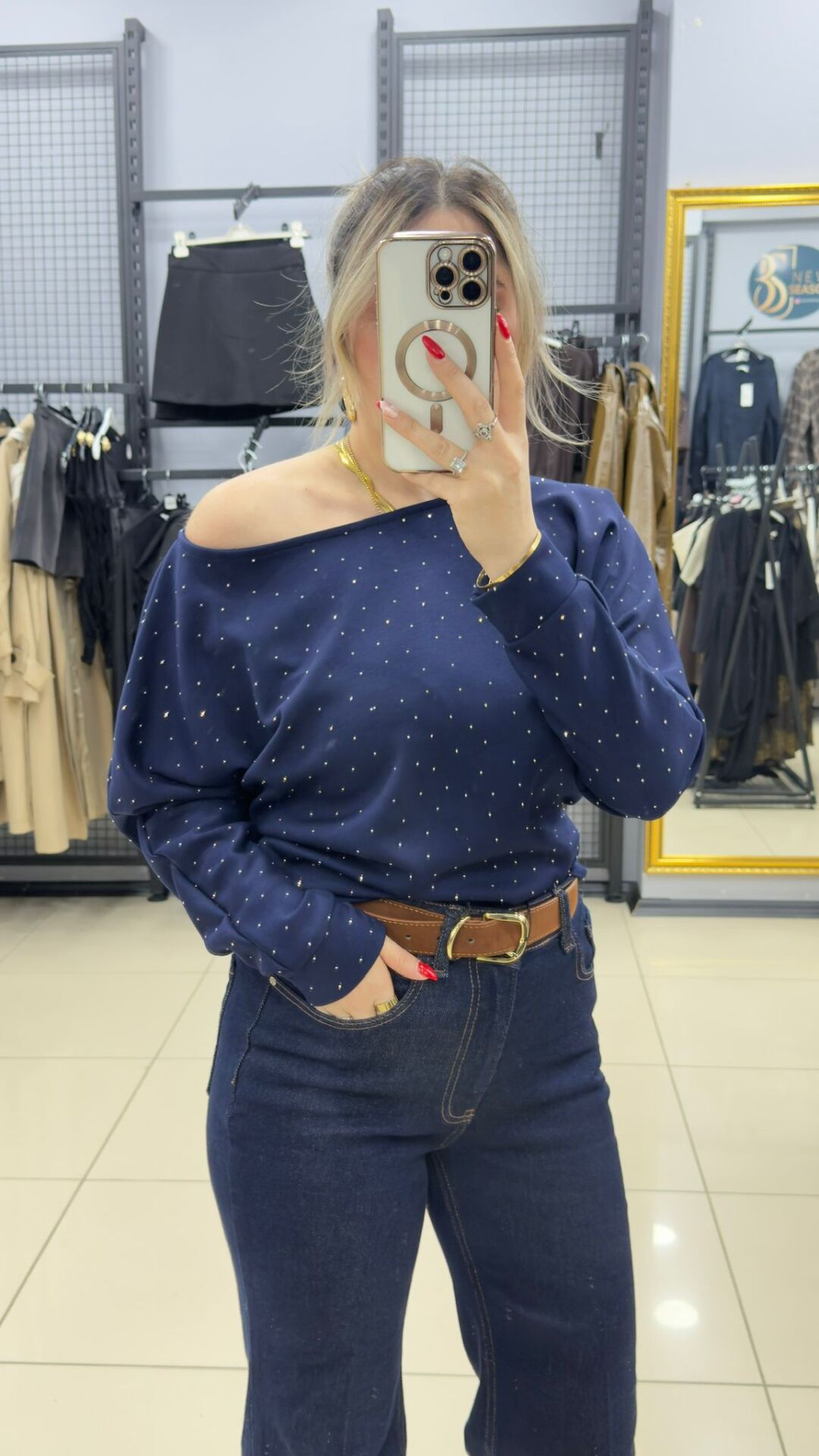 Taslı Düşük Omuz Bluz-LACİ