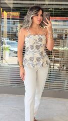 Peplüm Desenli Bluz