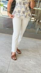 Beyaz Filitolu Pantolon