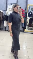 Triko Kendinden Kemerli Elbise