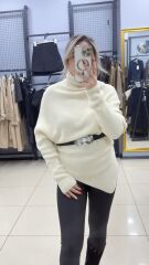 Yarasa Model Boğazlı Üçgen Kazak-BEJ