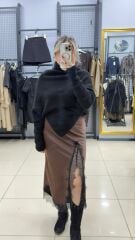 Dantelli Saten Etek-KAHVE