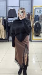 Dantelli Saten Etek-KAHVE