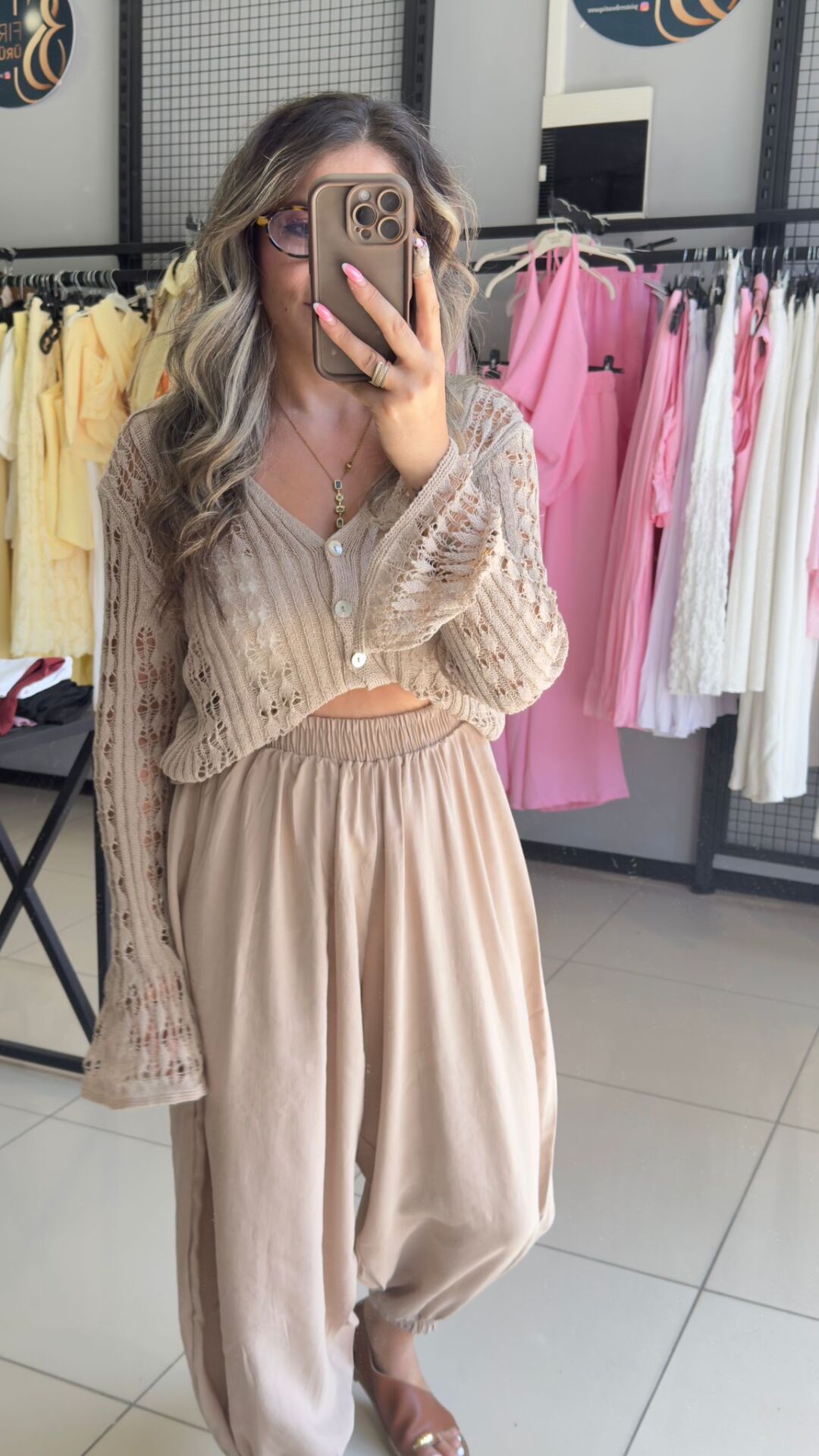 Kolları İspanyol Tasarım Triko Hırka-BEJ