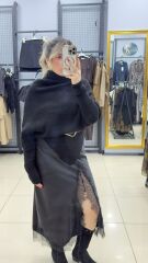 Dantelli Saten Siyah Etek