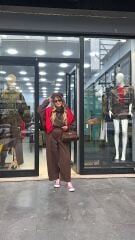 Beli Lastikli Bagy Pantolon-Kahve
