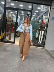 Beli Lastikli Bagy Pantolon-Vizon