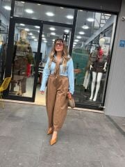 Beli Lastikli Bagy Pantolon-Vizon