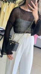 Ajurlu Crop Kazak-SİYAH