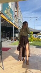 Ekose Desen Kendinden Bağlamalı Etek