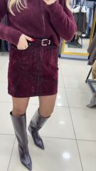 Batik Desen Kemerli Kot Etek-BORDO