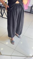 Şalvar Kesim Beli Lastikli Pantolon-SİYAH