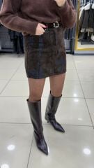 Batik Desen Kemerli Kot Etek-KAHVE