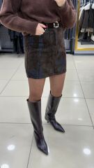 Batik Desen Kemerli Kot Etek-KAHVE