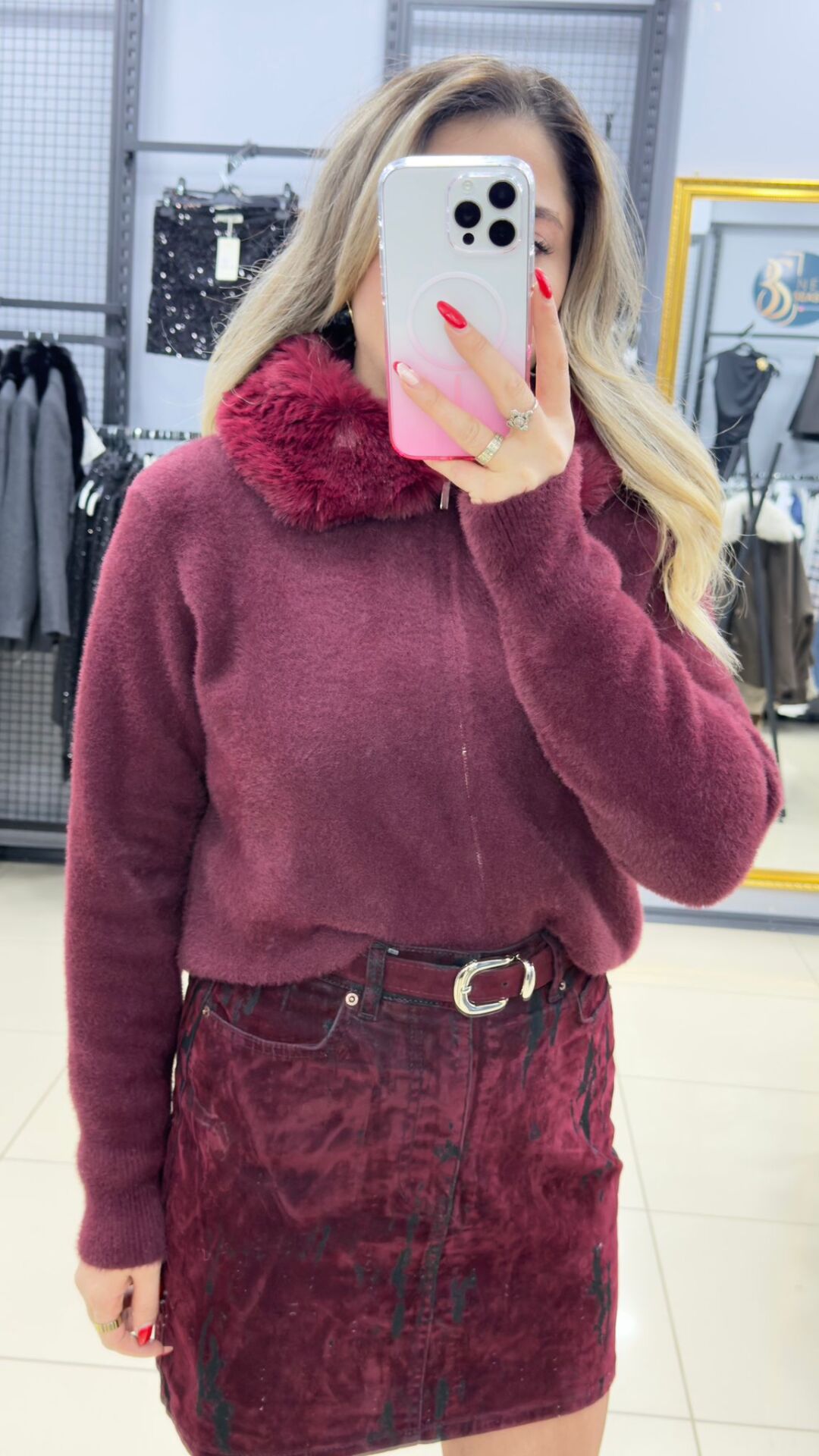 Kürkü Çıkabilen Hırka -BORDO