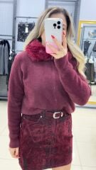 Kürkü Çıkabilen Hırka -BORDO