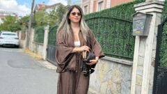 Kahve Ön Fermuarlı Bomber Saten Ceket