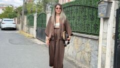 Kahve Ön Fermuarlı Bomber Saten Ceket