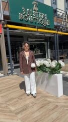 Marka Model Kuşaklı Süet Ceket-KAHVE