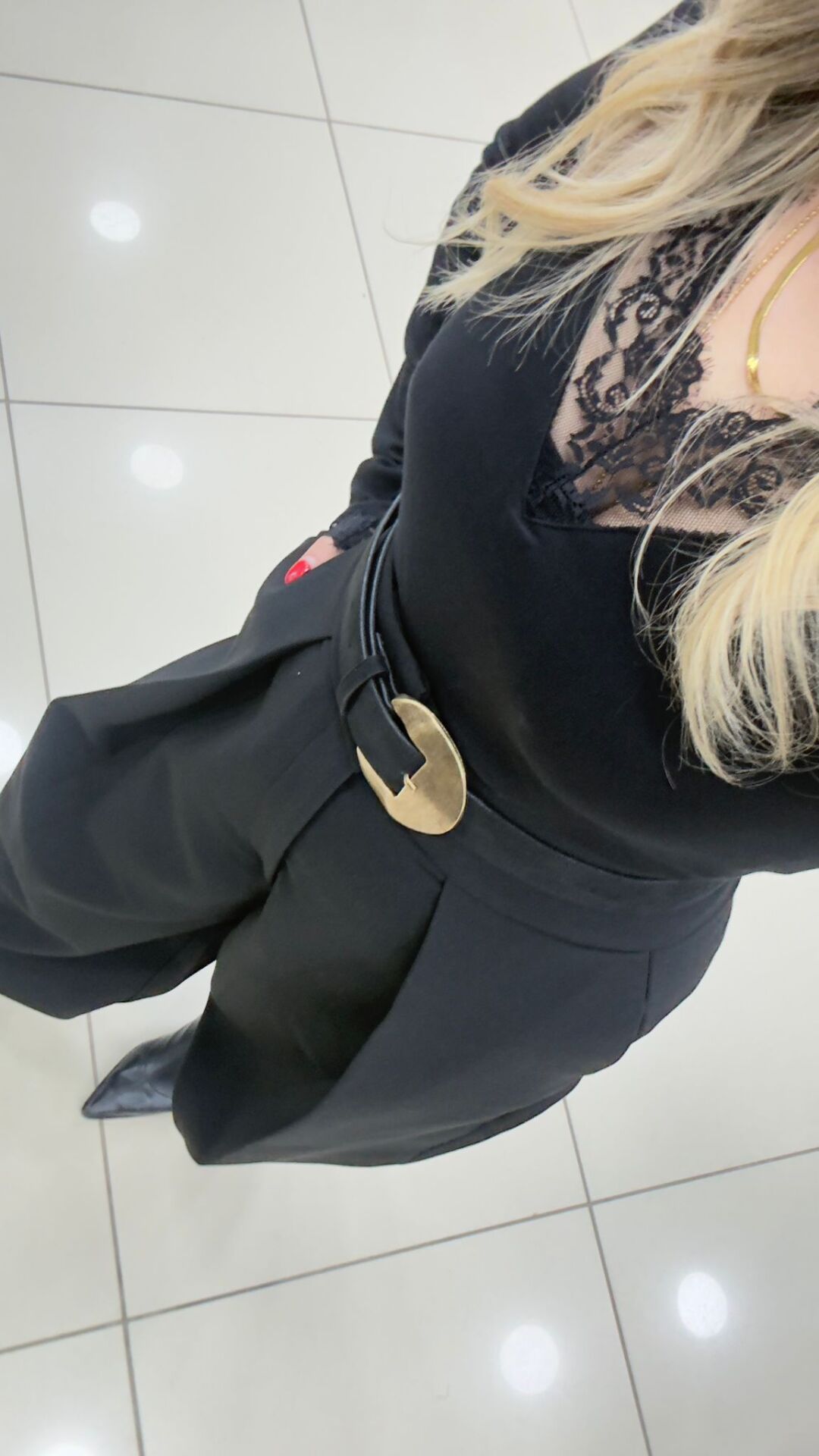 Dantel Detaylı Kaşmir Bluz-SİYAH