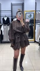 Tasarım Vatkalı Kemerli Elbise