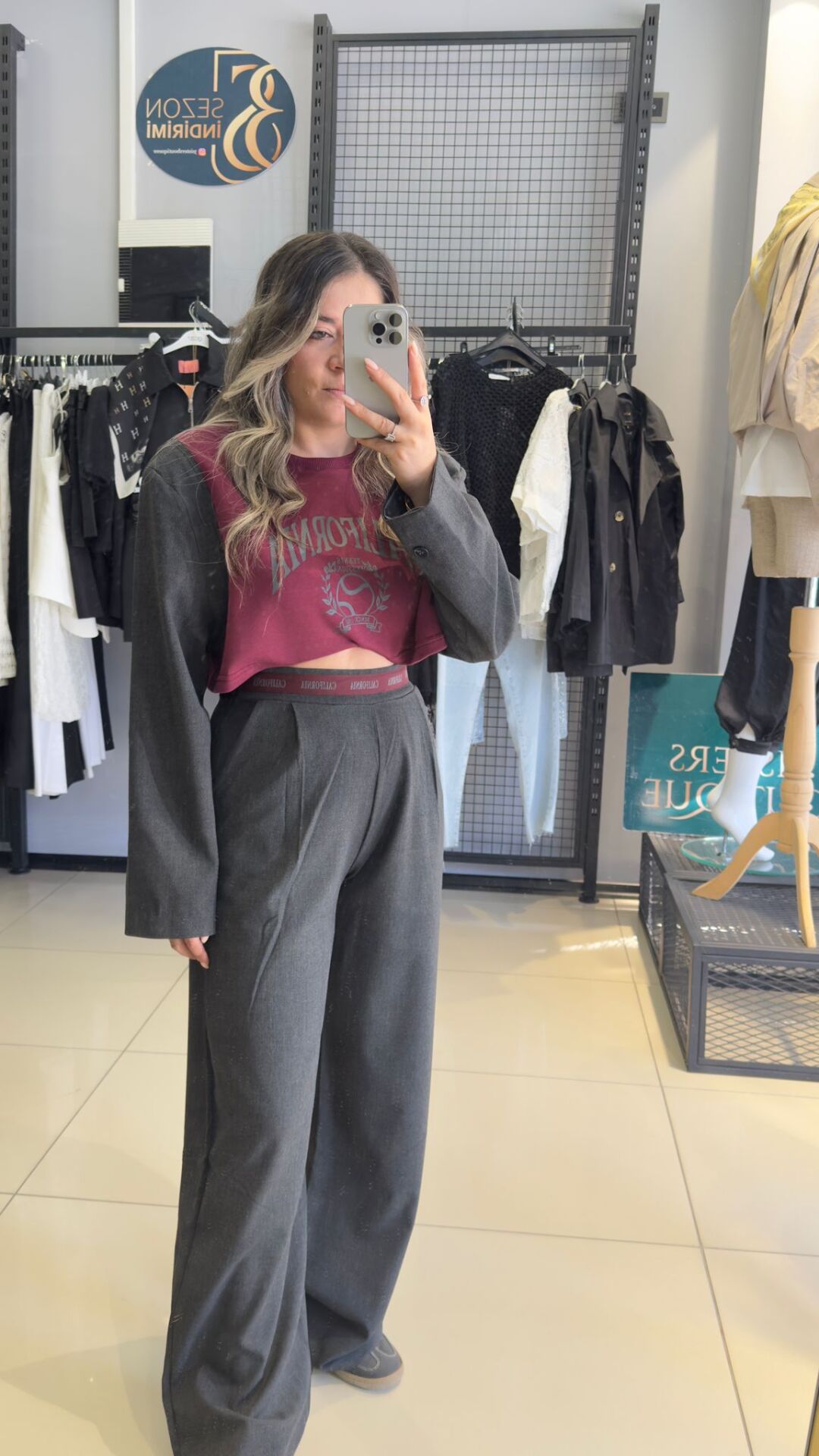 Bel Detaylı Fermuarlı Palazzo Pantolon