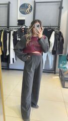 Bel Detaylı Fermuarlı Palazzo Pantolon