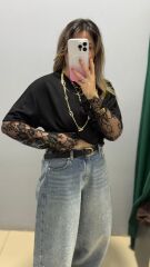 Kol Detaylı Basıc-SİYAH