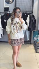 İçi Şardonlu Baskılı Sweat