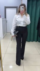 Bel Detaylı  Crep Kumaş Pantolon