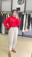 Orjınal Marka Triko Kazak-KIRMIZI