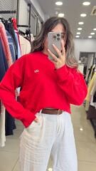 Orjınal Marka Triko Kazak-KIRMIZI