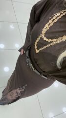 Transparan Dökümlü Bluz-KAHVE