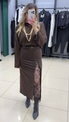 Transparan Dökümlü Bluz-KAHVE