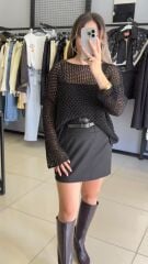 Dilvin Delikli Triko-SİYAH