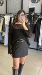 Dilvin Delikli Triko-SİYAH