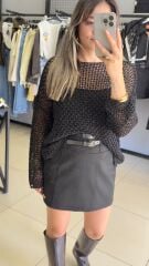 Dilvin Delikli Triko-SİYAH