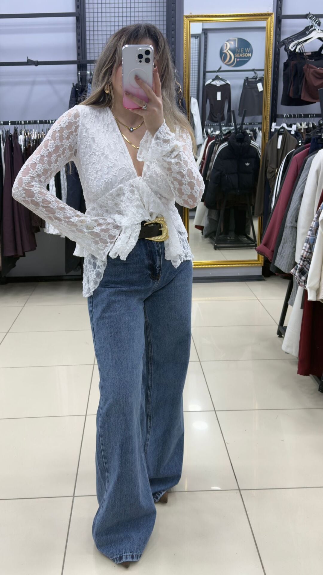 Dantel Baglamalı Bluz