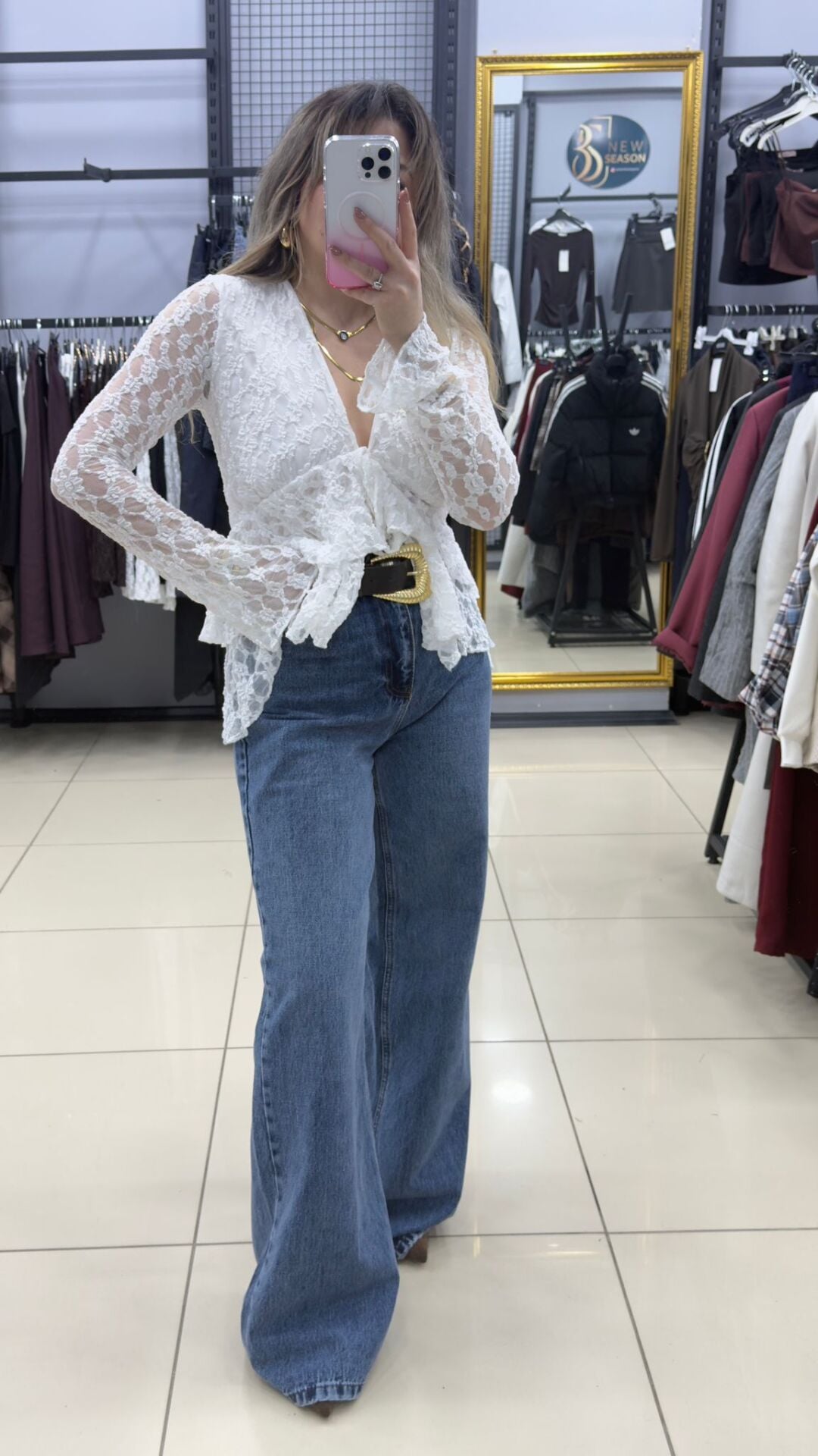 Dantel Baglamalı Bluz