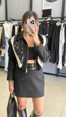 Çift Fermuarlı Kısa Ceket