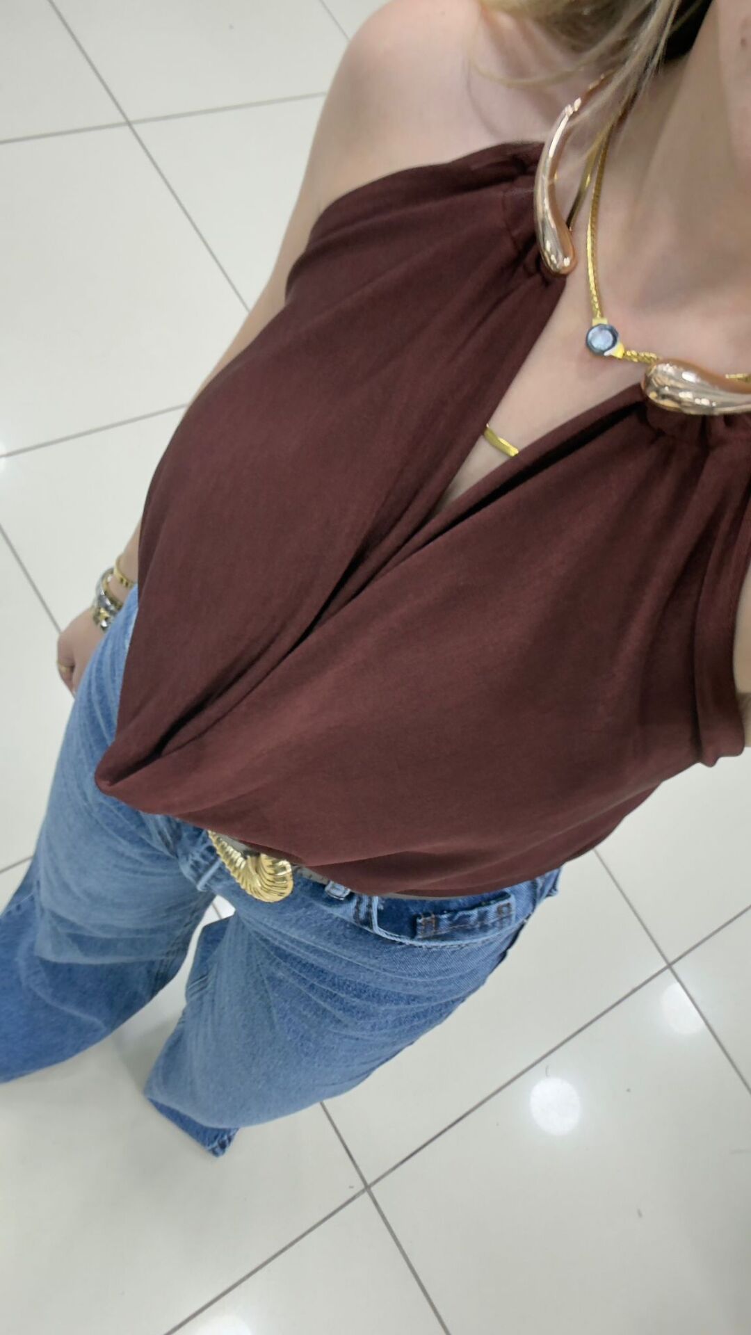 Gold Toka Detaylı Bluz