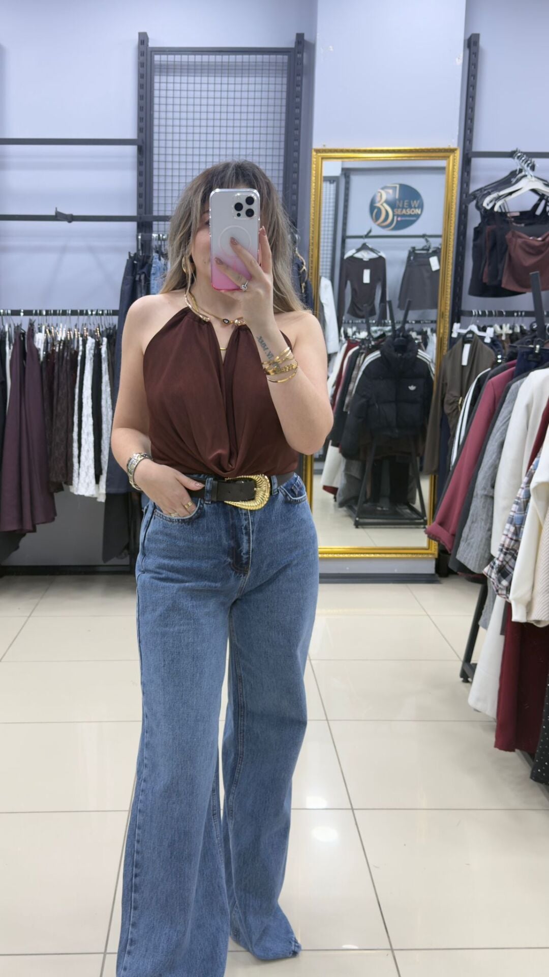 Gold Toka Detaylı Bluz