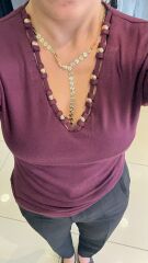 V Yaka Detaylı Bluz -BORDO