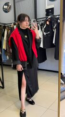 Saten Dantel Detaylı Yırtmaçlı Etek