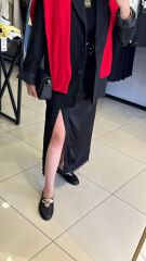 Saten Dantel Detaylı Yırtmaçlı Etek