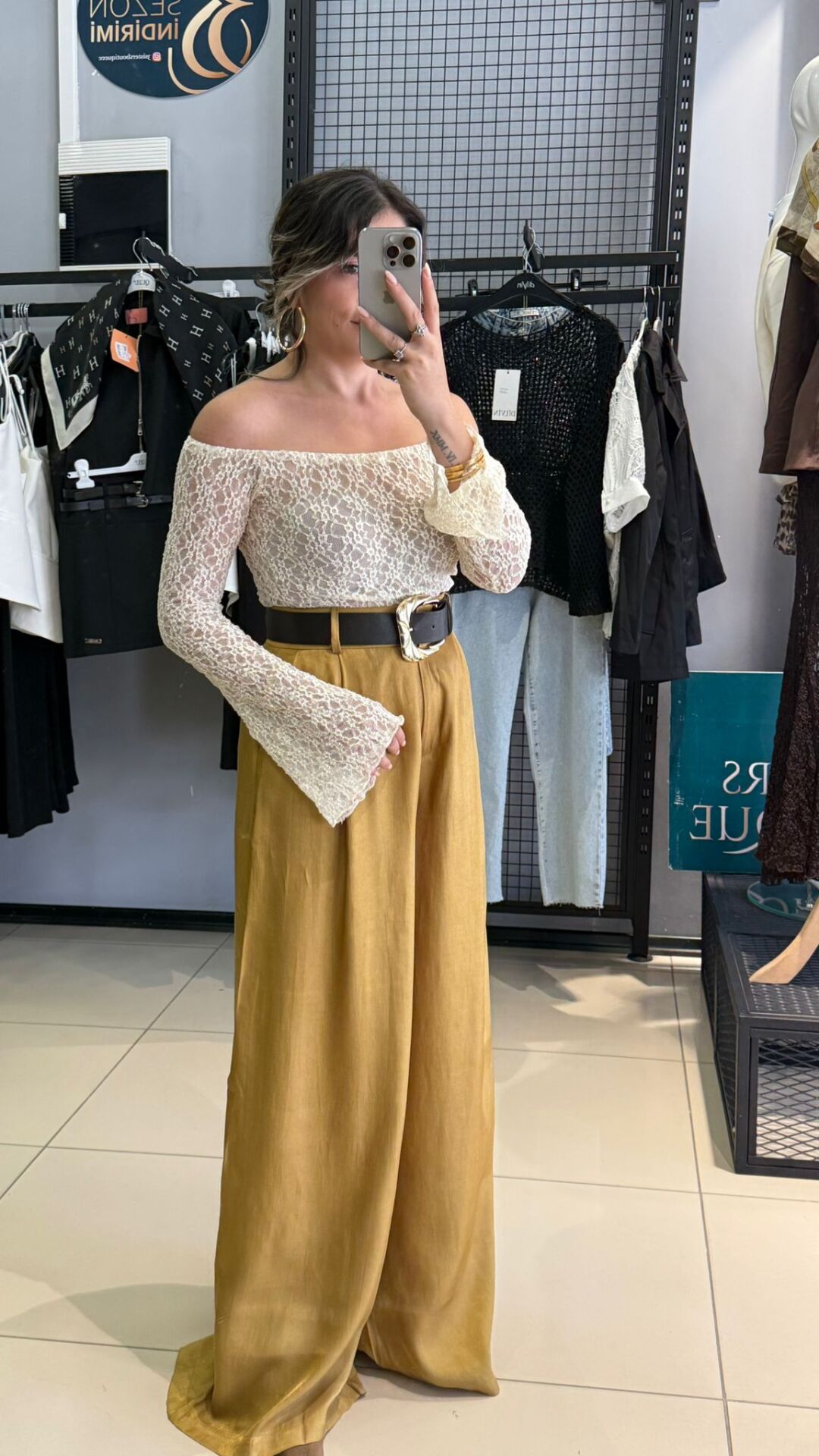 Orjınal Marka Kendinden Kemerli Pantolon