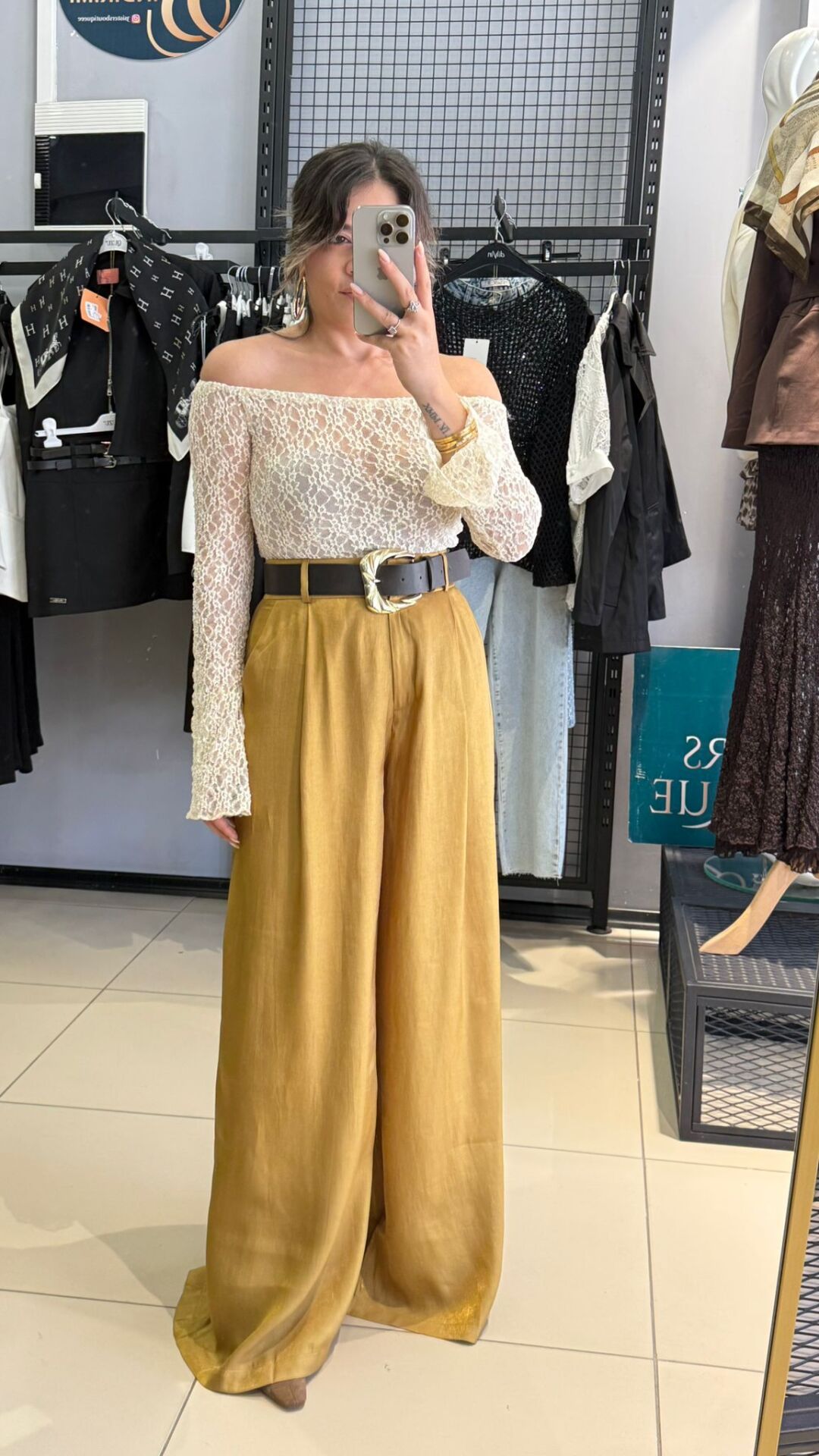 Orjınal Marka Kendinden Kemerli Pantolon