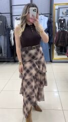 Corspan İplikli Orjınal Marka Polo Yaka Bluz-KAHVE