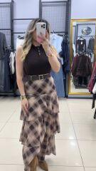 Corspan İplikli Orjınal Marka Polo Yaka Bluz-KAHVE