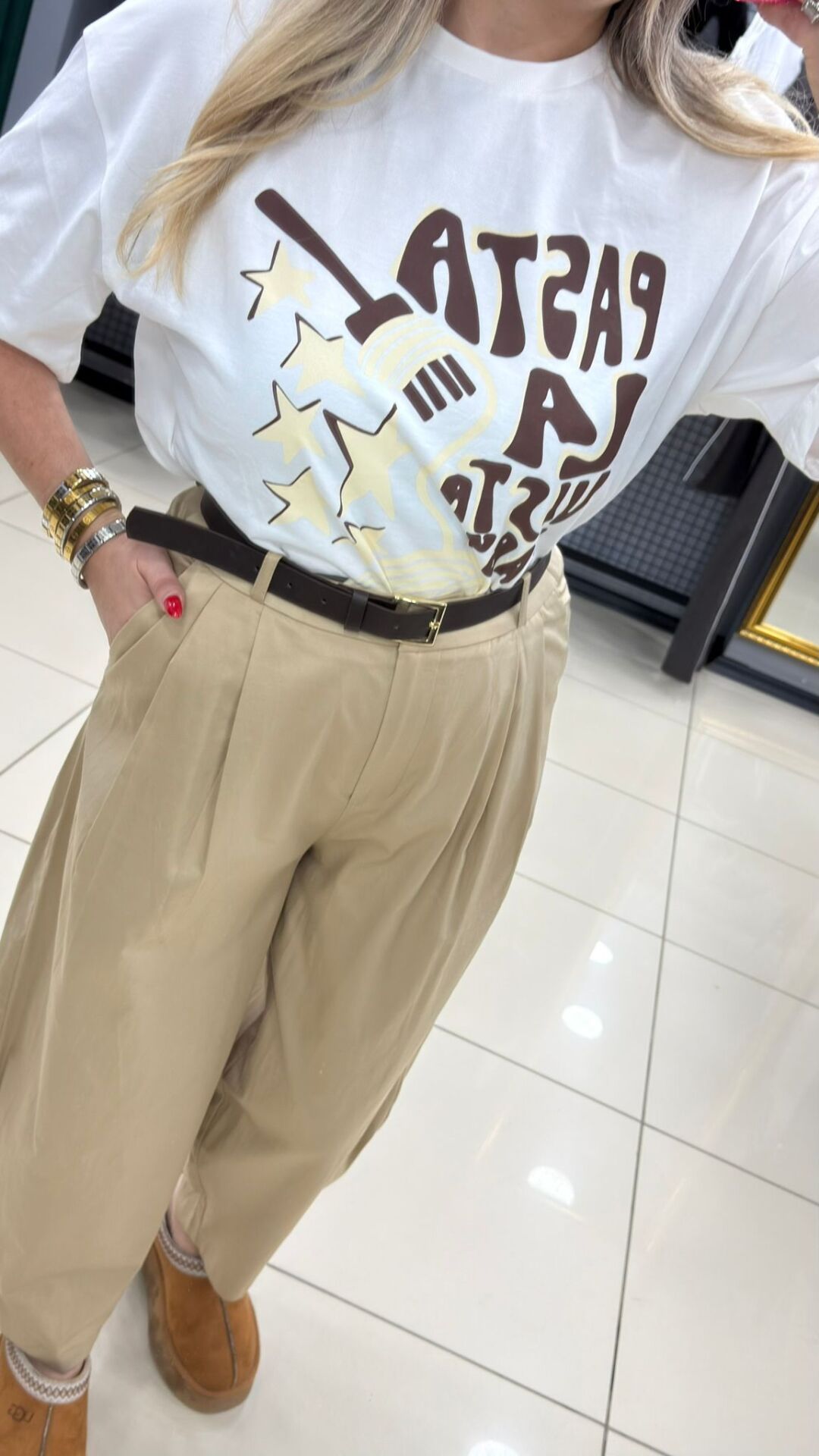 Orj Baskılı Beyaz Tshirt